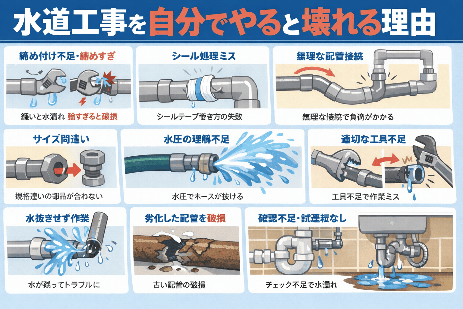 水道工事を自分でやると壊れる理由とは？